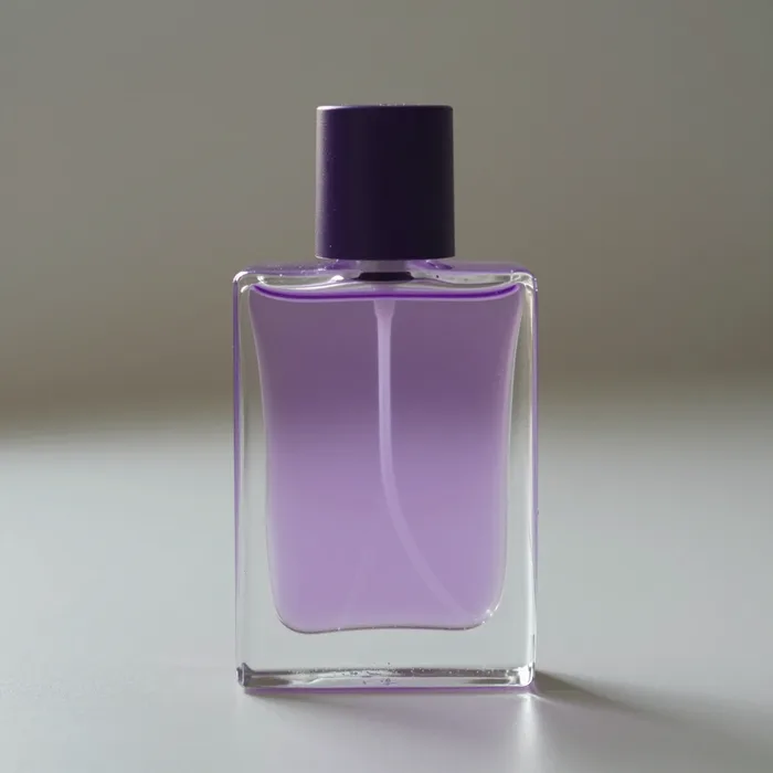 A minimalist flacon backlit in soft violet haze