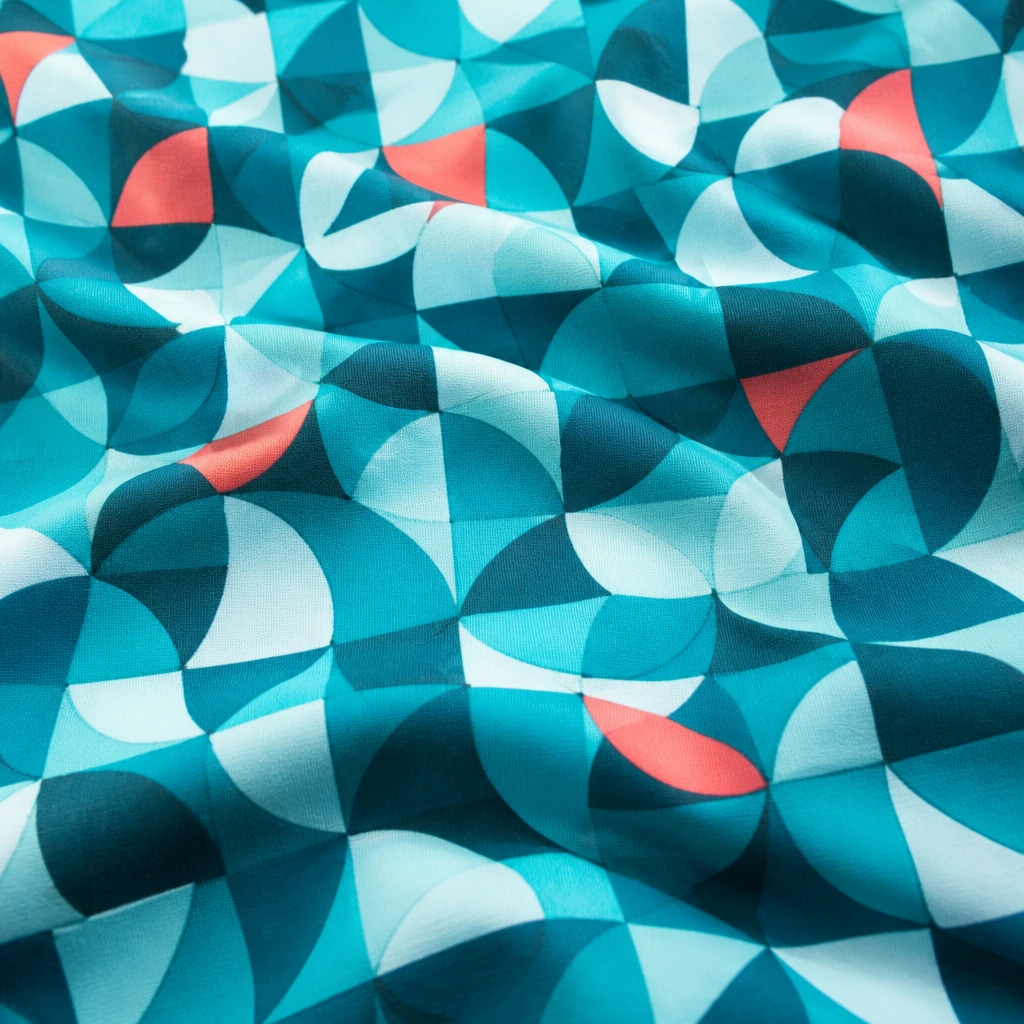 The darker Undertow colourway of the same repeat, with occasional arcs in coral
