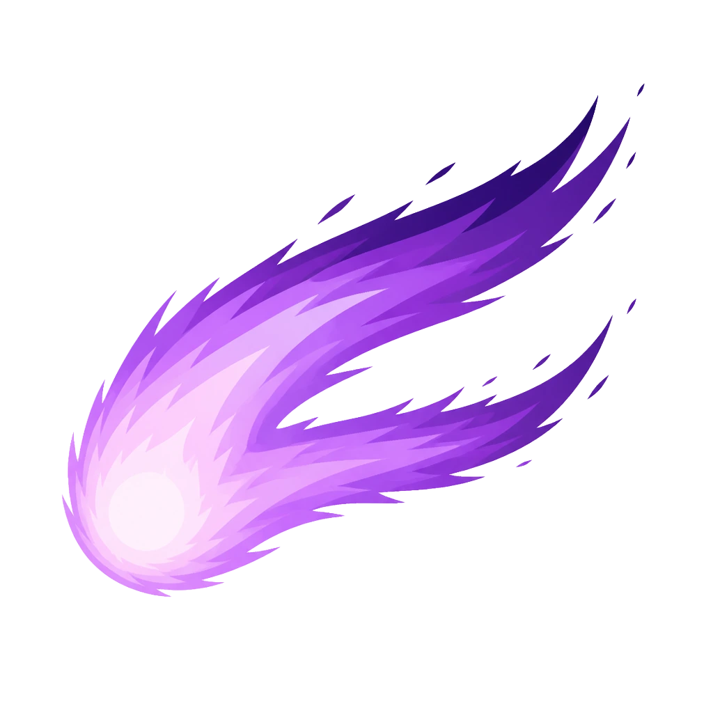 Model comet with a bright head and streaming twin tails